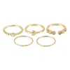 Hochzeit Ringe Frauen Einfache Mond Perle Kristall Offene Joint Gold Ring Set Mode Weibliche Valentinstag Geschenk