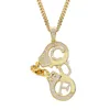 Rhinestone Men Necklace Ice Out Cubic Zircon Pendant Gold Silver Color Hip Hop Charm Chain Jewelry Q0531