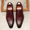 Merk designer mannen jurk schoenen lederen lace-up waxen proces heren schoen voor pak party formele bruiloft schoenen voor mannen G48