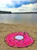 Sommar 150cm Microfiber Round Beach Handduk Tjock Pizza Burger Skull Glass Jordgubbar Kudde Golvmatta Baddräkt Wrap Handduk Sjal