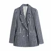 Doujili Elegante Dames Office Coat Double-Breasted Vintage Lange Mouw Zelfkweek Revers Hoge Kwaliteit Suit Jacket voor Dames X0721