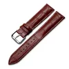 Watch Bands 12 14 16 18 19 20 21 22 24mm Leather Watchband Ring Soft Material Armband med Silver Färg Rostfritt Stål Spänne