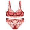 Stile ABCDE Reggiseno a coppa Imposta fiore trasparente ultrasottile Completo intimo push-up di alta qualità Pantaloni per lingerie taglie forti