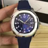 Hochwertige Deluxe-Uhr 40mm Blaue Zifferblatt Edelstahl Mechanische Automatik 2813 Gummi Armband Armbanduhren Montre de Luxe Herrenuhren