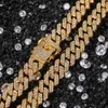 12MM Miami Cuban Link Chain Necklace Bracelets Set For Mens Bling Hip Hop iced out diamond Gold Silver rapper chains Women Luxury 9781586