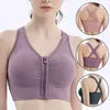 Sports Bras for Women Yoga Front Zipper Gather Effect Cross Shoulder Straps Removable Clothing