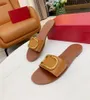 New Women's Casual Sandals High quality Leather Beach Slippers Woman Transparent jelly shoes Metal buckle flip-flops Sandal CS17457