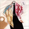 Designer Silk Head Scarfs For Women Manual Rolled Scarf 53x53 Silk Scarf Top bandana print Foulard Femme Soie De Marque De Luxe Q0828