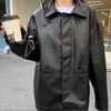 Giacca da donna in pelle nera casual Giacca da motociclista allentata sottile coreana Moda donna primavera Streetwear Capispalla da motociclista da donna 211007