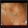 Hübsche Choker Collier-Halsketten Boho Perlen Diamantkette Mehrschichtige Halsketten für Frauen Männer Bar Layered Quaste Metall Goldkette Dercw Przd6