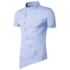 Camisa de Manga Corta Alta Calidad Para Hombres toppar Marca Camisas Vestir Con Botones Oblicuos Personalidad 210721279T