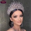 Luxury Tiara Ожерелье Серьги набор Королева Барокко Кристалл Свадебные Головные Устройства Корона Горный Хрусталь С Свадебные Ювелирные Изделия Аксессуары для волос Алмазные Свадебные Корм