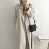 Frauen Wolle Frauen Mischungen Frauen elegantes Mantel 2022 Herbst Winter Langarm drehen Kragen Wollmäntel Laid koreanische Outwee