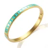 Bangle Fashion Dot Color Epoxy Stainless Steel Titanium Bracelet Women Retro Party Jewelry Gift Wholesale