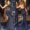 Hot 2022 Sexy Prom Transwes Halter Русалка Русалка Русадка Черный Дешевый Специальное время Официальное Вечернее Вечернее Платье