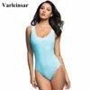 Bather 2021 New Yellow Scoop Back Women Badkläder One Piece Baddräkt Baklösa Monokini Kvinna Baddräkt Swim Wear V128y