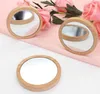 Trä liten rund spegel bärbar fickspegel trä mini makeup spegel bröllopsfest favorit presentanpassad logotyp wwa1427835332