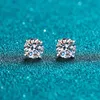 Classic 925 Sterling Silver Pass Diamond Tester Brilliant Cut 1-4 Carat D Color Round Moissanite Stud Earrings Women Jewelry