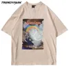 Hip Hop Men Tshirt Rainbow Painting T-shirt Sommar Kortärmad T Shirt Harajuku Bomull Casual StreetWear Oversized Tops Tees 210601