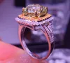 Klusterringar E419 Tourmaline Ring 18K Gold Jewel Natural Yellow 4.3CT Gemstones Diamonds Female For Women Fine