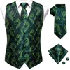 Gilet da uomo Hi-Tie Borgogna Paisley Floral Silk Slim Gilet Cravatta Set per abito Abito da sposa 4PCS Gilet Hanky Gemello