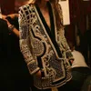 高品質の新人デザイナーの女性ブレザー長袖 V ネック真珠ビーズブレザーコート女性春スリムジャケットスーツ M12