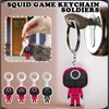 Squid Game Keychain Soldiers Triangle Square Round Series Route toujours votre corée du sud 3d Mini Doll Figurine Key Ring Car Backpack Pender Party Fool Fy3245