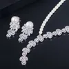 Tre graces delicati zirconia zirconi a pavimentazione donna foglia di nozze perla simulata grande collana e orecchini set di gioielli da sposa TZ540 H1022