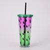 24oz Watermelon Tumbler with Lid and Straw Plastic Double Wall Spill-Proof Office Juice Beverage Water Cup RRB13235