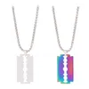 Pendant Necklaces 2021 Fashion Trend Street Hip Hop Rock Jewelry Men And Women Flame Quenching Blade Necklace Wholesale