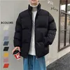 冬のフグのジャケットの男性が太く暖かいスタンド襟コートストリートウェア日本の通り女性ファッションルーズパーカー220105