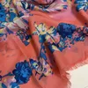 Quadratischer Schal für Damen, Pashmina, gute Qualität, 65 % Seide, 35 % Kaschmir, Material, Druck, Buchstaben, Blumen, Muster, Größe 110 cm – 110 cm