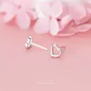 Simple Hollow Out Thick Hearts Stud Earring for Women 925 Sterling Silver Fashion Anti-Allergy Ear Pin Fine Jewelry 210707