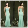 Burgundia Mint Green Mermaid Druhna Suknie Burgundii Dark Navy Sheer Neck Maid of Honor Suknie Wieczór Prom Dress CPS1899