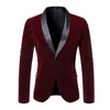 Męskie Garnitury Blazers Tuxedo Jesień I Zima Slim Slim Fit Male Casual Velvet Red Color Boy Wedding Groom Kurtka Pojedyncza piersi Scena