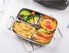 3 Grid/4 Grid Bento Box 304 Stainless Steel Lunch Box Rice Boxes With Chopsticks Spoon For Student Portable Food Containers DHF66 4pcs