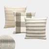 Leinen dekorative Kissen Fall Plain Stripe Square Grid Moderne einfache geometrische Couch Sofa Kissenbezug Home Decor Wohnzimmer 210315