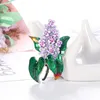 Pins broszki ajojewel fioletowy emalia ząbka rhinestone liliowa broszka kwiatowa bukiet piękna biżuteria 2022 liść dla kobiet garnitur seu22