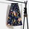 Faldas de verano Vintage Estampado floral Gasa A-Link Falda Elástica Cintura alta Casual Midi Falda Ropa Jupe Tallas grandes 210730