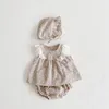 Kläduppsättningar födda babyflickor Kläder set mode Small Daisy Print ärmlös Romper Summer Toddler Spädbarnsbrödbyxor HAT 3 PCS1756896