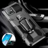 Ny chockproof Armor Vehicle Magnetic Case med stativ för Samsung A20 A51 S21 Back Cover Skyddsväska till iPhone 12 6 7 8 Plus