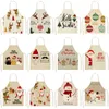 Christmas Decorations 53*65cm Santa Claus Printed Kitchen Aprons Home Cooking Cleaning Cotton Linen Bibs Coffee Pinafore 1Pcs 46383