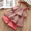 Girls Clothes girls clothing sets Fruit Pattern Cool Suspenders Skirt Shorts Two-Piece Suit Toddler Girl 210528