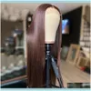 Products Front Wig Transparent Lace Frontal V Part Brazilian Bone Straight Human Hair Wigs 8Lr2A