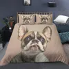 Pościel 3D Bulldog Francuski King Królowa Rozmiar kołdra Pościel Comforter 2 / 3szt Duvet Cover Set 210309