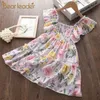 الدب زعيم الطفل بنات زهرة طباعة اللباس للأطفال الصيف الأميرة فساتين طفل عطلة حزب vestidos الزفاف الحلو الملابس 210708