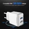 PUJIMAX Smart USB Charger 2 Ports EU Plug Quick Adapter Portable Travel Fast Charging For iPhone/Samsung/Huawei/Mate20/Xiaomi