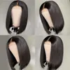 10 12 14 tum Korta Bob-peruker Lace Closure Paryker Straight Syntetic Bob 13x1 Lace Front Pärlor för Svarta Kvinnor Daily Wear S0826