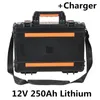 Batterie lithium-ion 12V 250Ah pour chariot de golf système solaire bateau électrique alimentation de secours RV caravane + chargeur 20A
