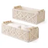 Tissue Boxes & Napkins Macrame Storage Baskets Decor Box Handmade Woven Decorative Countertop Toilet Tank Shelf Cabinet Organizer Boho Set O